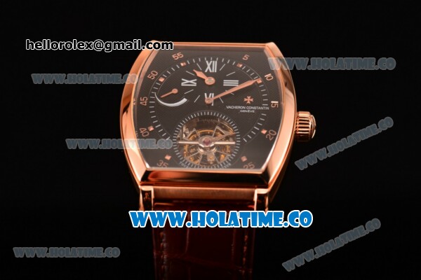 Vacheron Constantin Malte Tourbillon Regulateur Swiss Tourbillon Manual Winding Rose Gold Case with Black Dial Brown Leather Strap and Arabic Numeral Markers (TF) - Click Image to Close